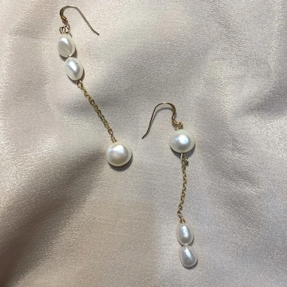 Handmade earrings- Pearl earrings, Fresh water pearls, baroque style - Picture 3 of 3